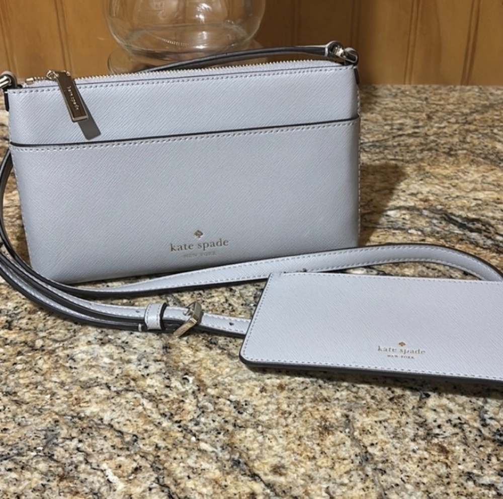 Kate Spade Light Gray Crossbody Bag with Wallet EUC - Picture 2 of 4